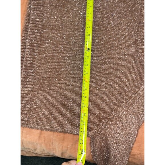 MIOU MUSE Womens Glitter Knit Crop Sweater  Size Large Broqn - Picture 4 of 8